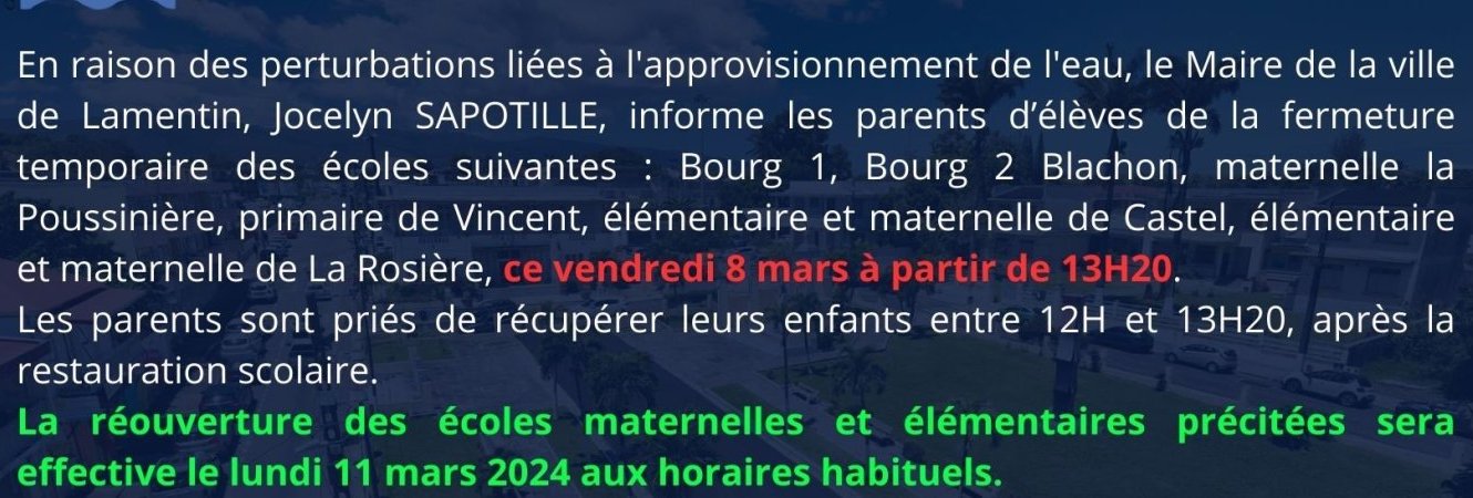 Communiqué important