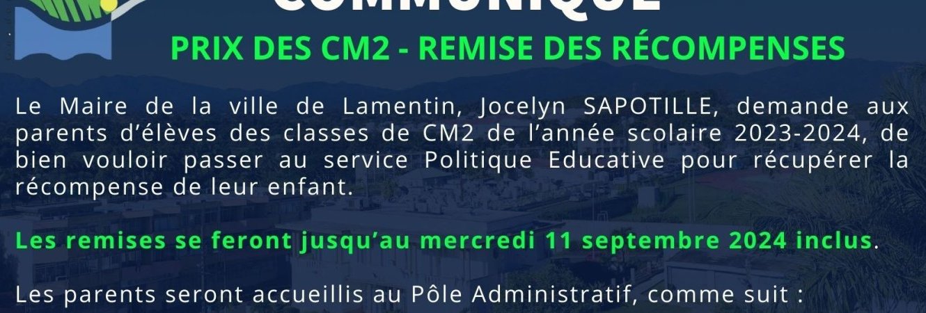 Communiqué - remise de récompenses 