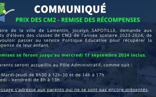 Communiqué - remise de récompenses